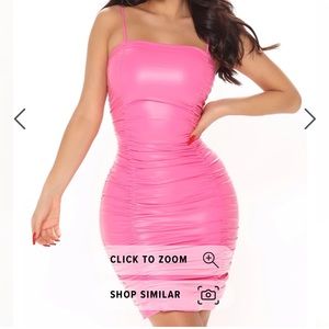 Fashion Nova Faux Leather Mini Dress Hot Pink